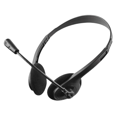 Audífonos Diadema Trust Primo Chat 3.5 Mm Negro Con Microfono, Incluye Convertidor A Dos Plug