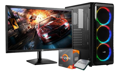 PC RYZEN 5 4650G,B-450M-A,256GB M.2,SENTINEL,600W,LG 22”,LOG