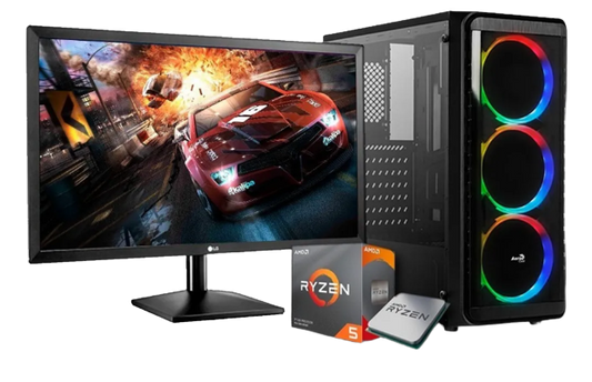 PC RYZEN 5 4650G,B-450M-A,256GB M.2,SENTINEL,600W,LG 22”,LOG