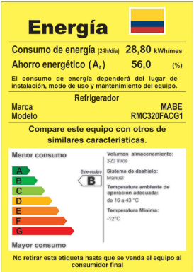 NEVERA MABE 320 LTS NOFROST GRIS RMC320FACG1