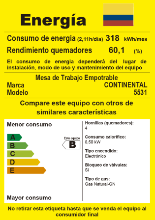 Estufa de empotrar acero inoxidable Ref. 5531 CONTINENTAL